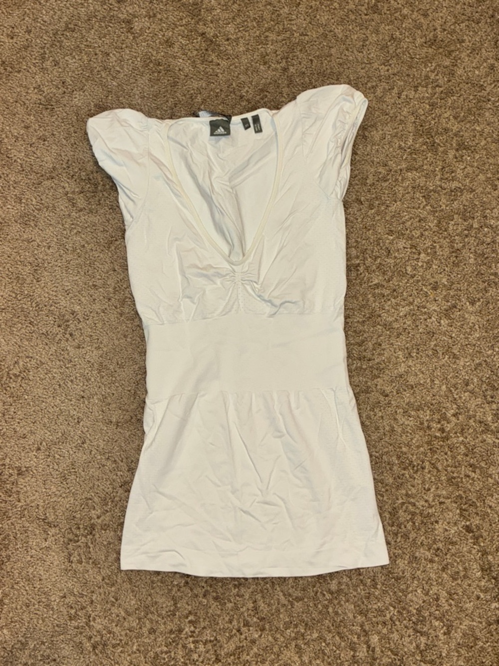 adidas White V-Neck Cap Sleeve Tunic Top